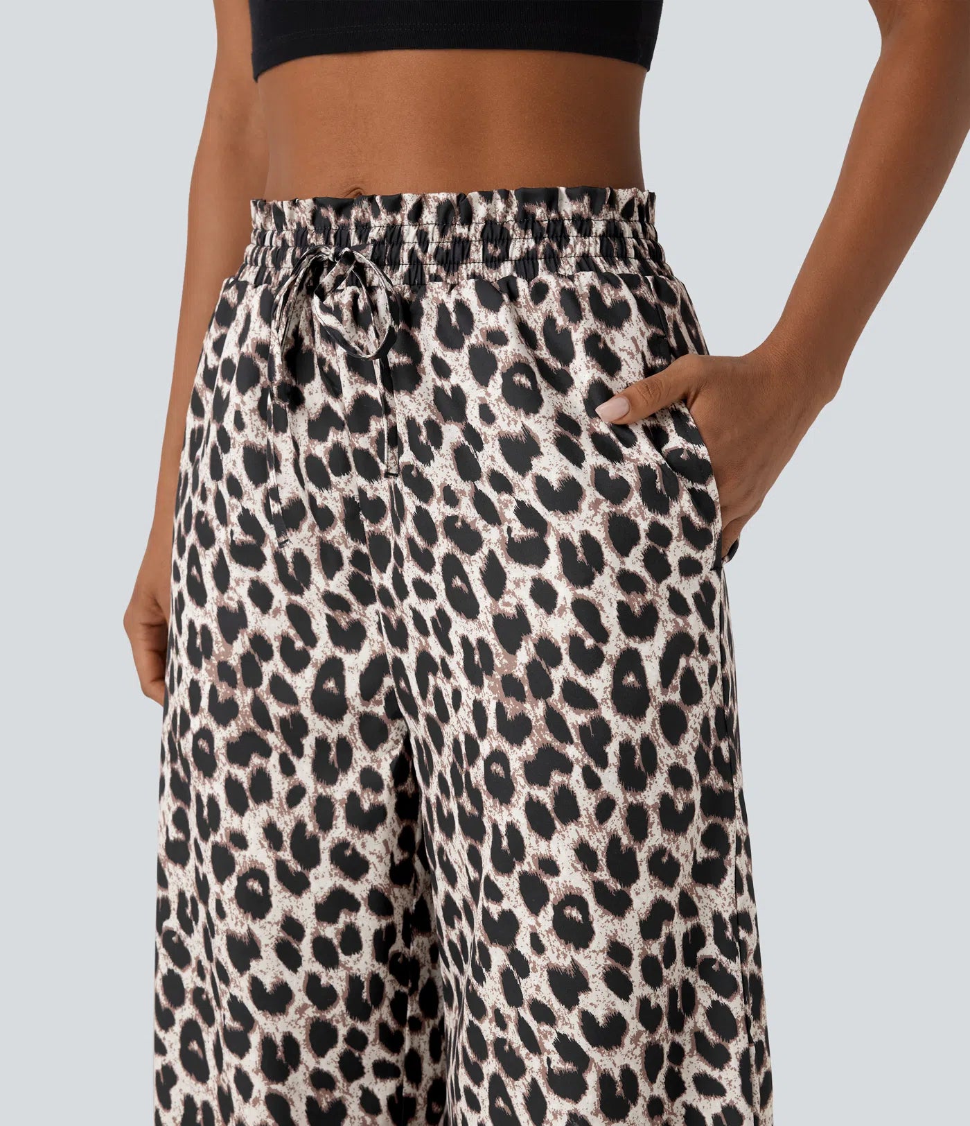 Lisette | Casual Broek Met Hoge Tailleband & Luipaardprint