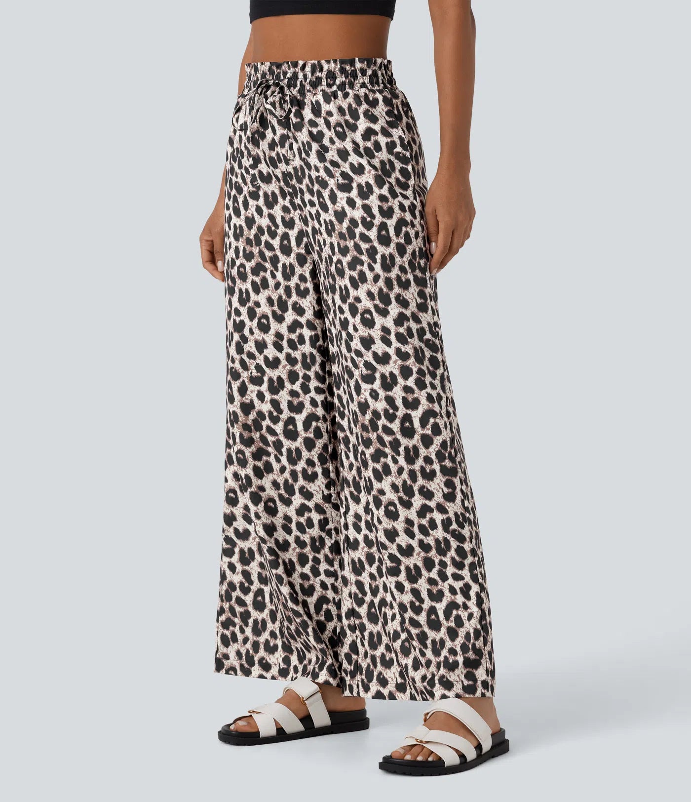 Lisette | Casual Broek Met Hoge Tailleband & Luipaardprint