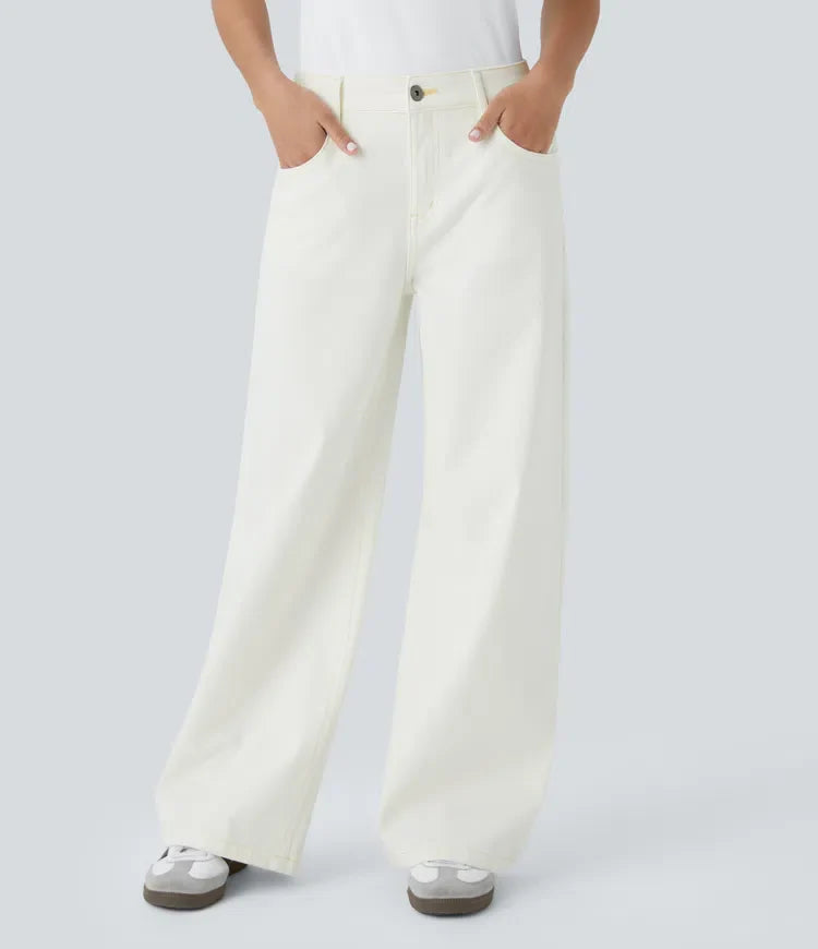 Linda | Jeans Comodi Con Tasche Con Cerniera Pratiche & Gambe Eleganti