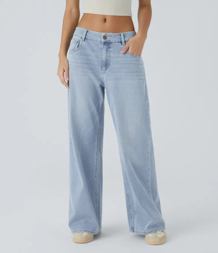 Linda | Jeans Comodi Con Tasche Con Cerniera Pratiche & Gambe Eleganti