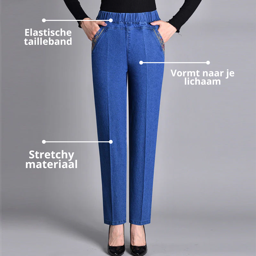 Maira | Damesjeans Met zijzakken En Elastische taille