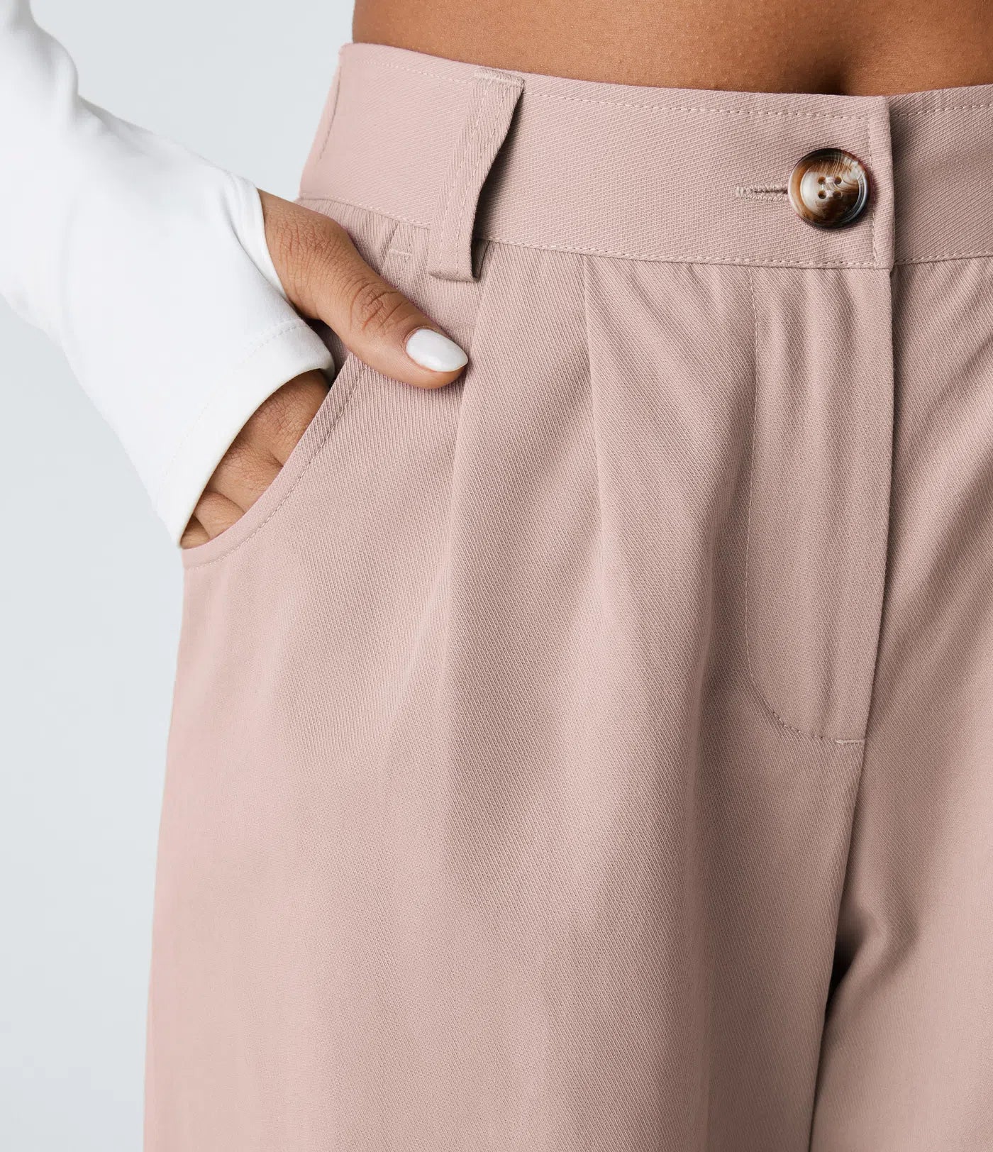 Marianne | Katoenen Broek met Knopen, Rits en Praktische Zakken