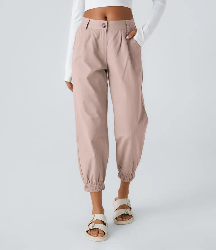 Marianne | Katoenen Broek met Knopen, Rits en Praktische Zakken