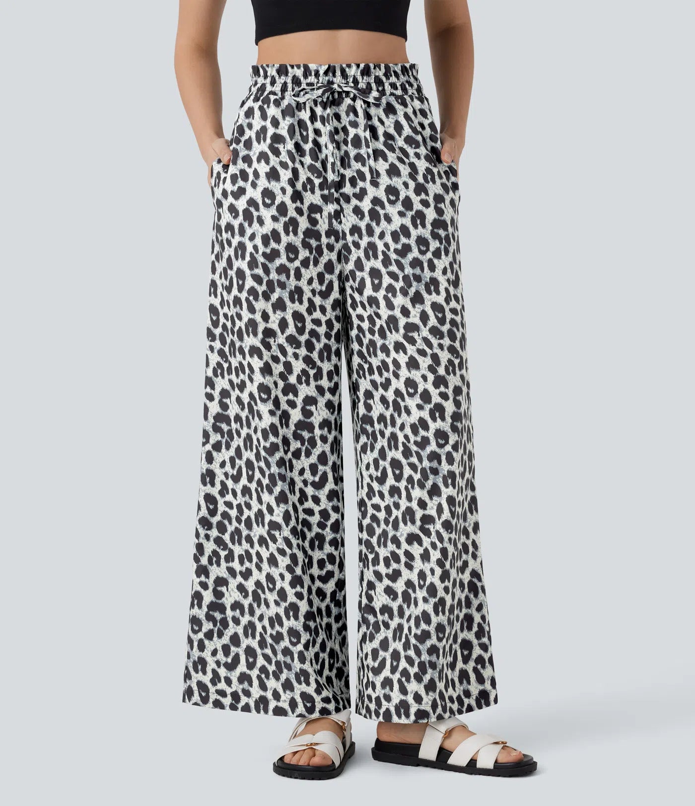 Lisette | Casual Broek Met Hoge Tailleband & Luipaardprint